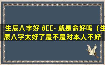 生辰八字好 🌷 就是命好吗（生辰八字太好了是不是对本人不好 🐦 呢）